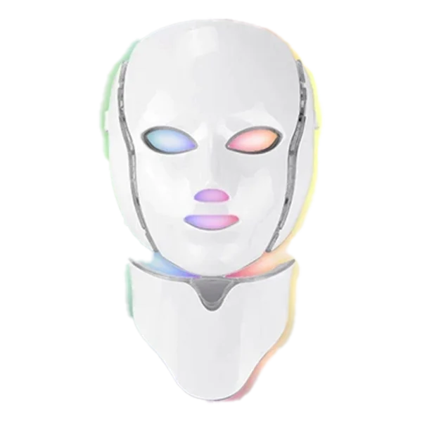 Mascarilla Facial LED de 7 colores, mascarilla ligera antiarrugas para la piel, mascarilla para el cuello, blanqueamiento, cuidado de la piel, dispositivos de belleza para uso doméstico